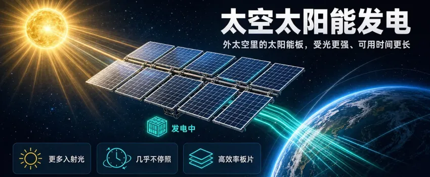 拿当下最好太阳能板到外太空，发电效率会比地面高多少？
