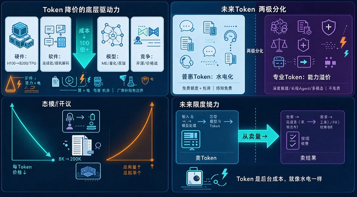 因算力即电力，所以大模型token难以实现免费。