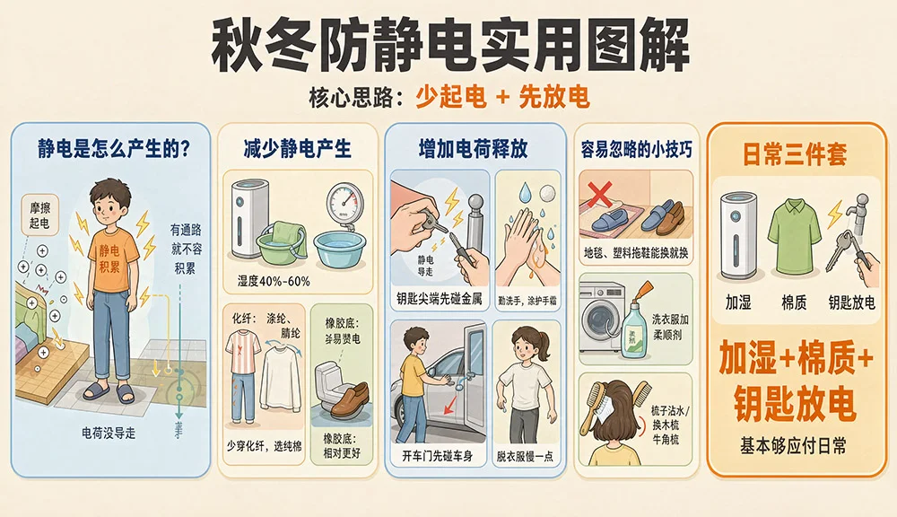 秋冬季节防静电指南